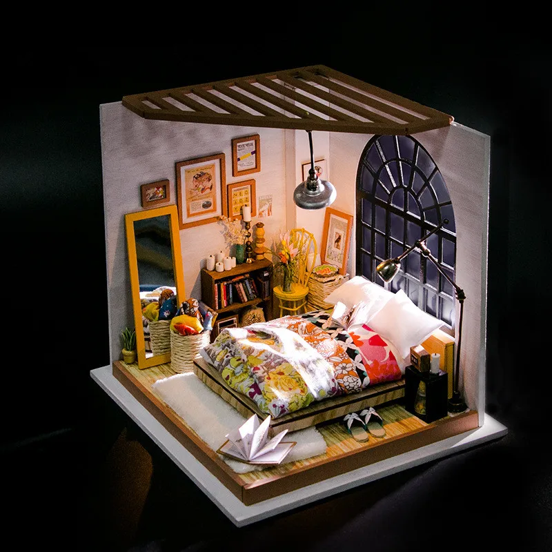 Лидирующий бренд DIY Алисы спальня Кукольный дом мебели Наборы деревянный miniaturas