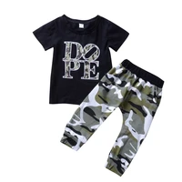 baby boys clothing sets black t shirt dope print topscamouflage pants 2pcs vogue children kids clothes suits