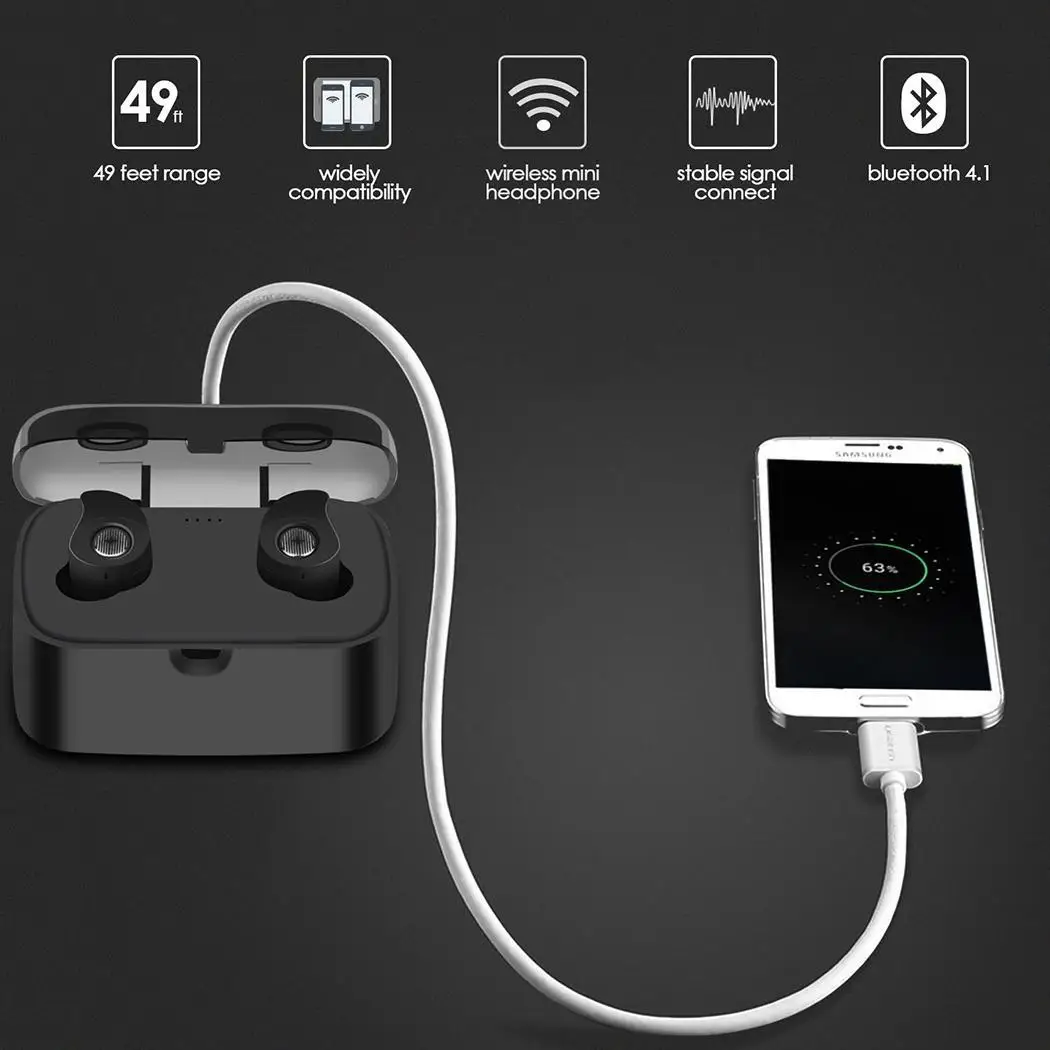 Bluetooth наушники TWS беспроводные стерео гарнитура с микрофоном и зарядным