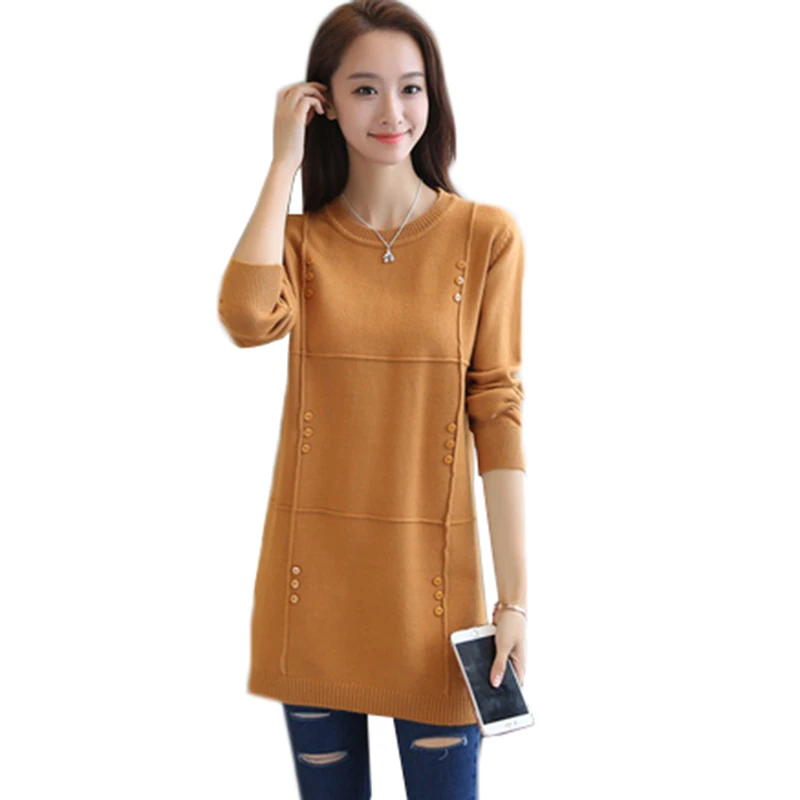 Autumn Winter Women Pullovers Sweater Knitted Elasticity Casual Jumper Fashion Loose O-collar Warm Female Long Sweaters AA213 | Женская