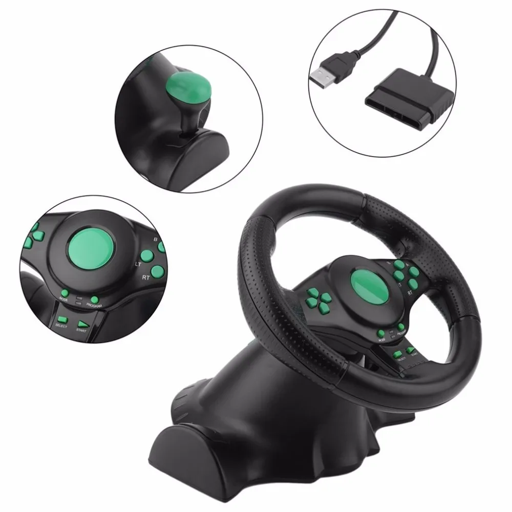 PC USB Автомобильное рулевое колесо с поворотом на 180 градусов, игровое вибрационное гоночное рулевое колесо с педалями для xbox 360 для PS2 для PS3