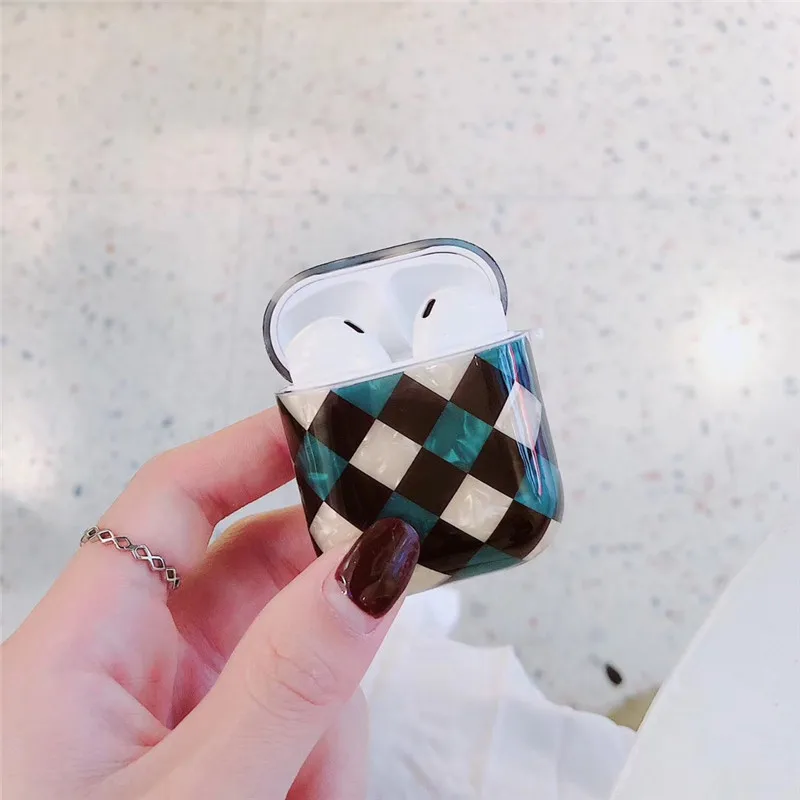Роскошный Жесткий чехол с мраморным мрамором для Apple Airpods защитный Bluetooth