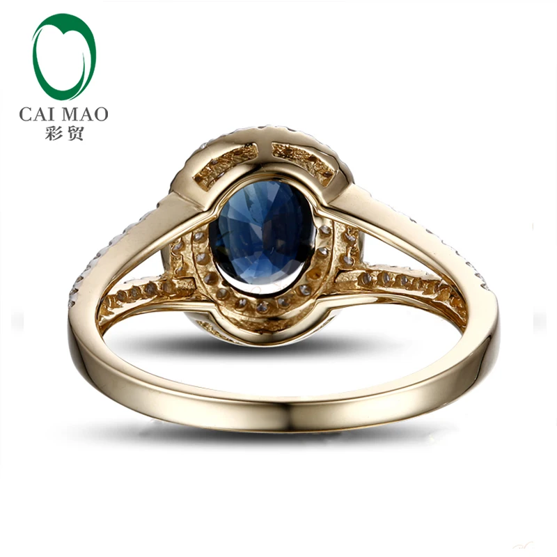 14 k желтое золото 1.02ct темно-синий сапфировый бриллиант обручальное кольцо