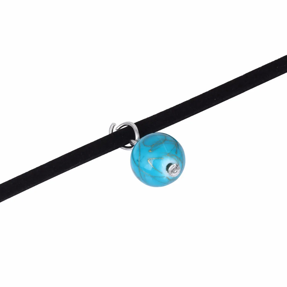 Новые модные ювелирные изделия Чокер Синий бисера ожерелья и подвески бархат