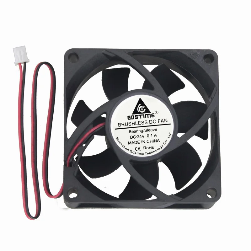 2 шт., Бесщеточный Охлаждающий вентилятор Gdstime, 2 контакта, 24 В постоянного тока, 7025 дюйма, 70x70x25 мм, 7 см