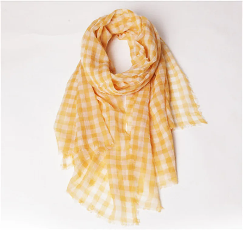 

large size 100%wool women fashion plaid thin scarfs shawl pashmina 100x200cm yellow 6color