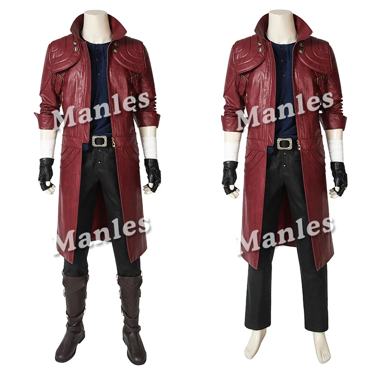 Game DMC 5 Dante Cosplay Costume Leather Jacket Pants Adult Men Halloween Carnival Deluxe Costume Props Shoes Outfit Custom Made