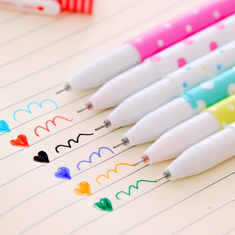 

6pcs/lot Cute Polka Dots Floral Garden Gel Pen Writing Signing Pen School Office Supply Kids Gift Stationery 0.38mm Blue Ink
