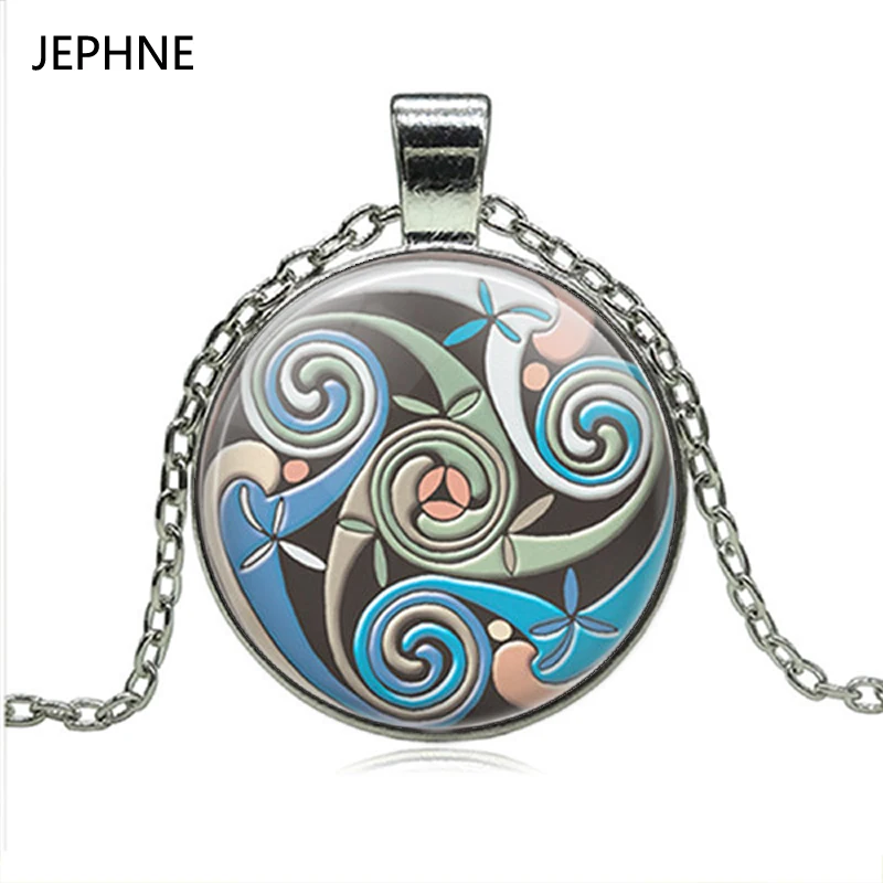 JEPHNE Swirling Celti Triskelion подвеска ожерелье ювелирные изделия для богини Стеклянная