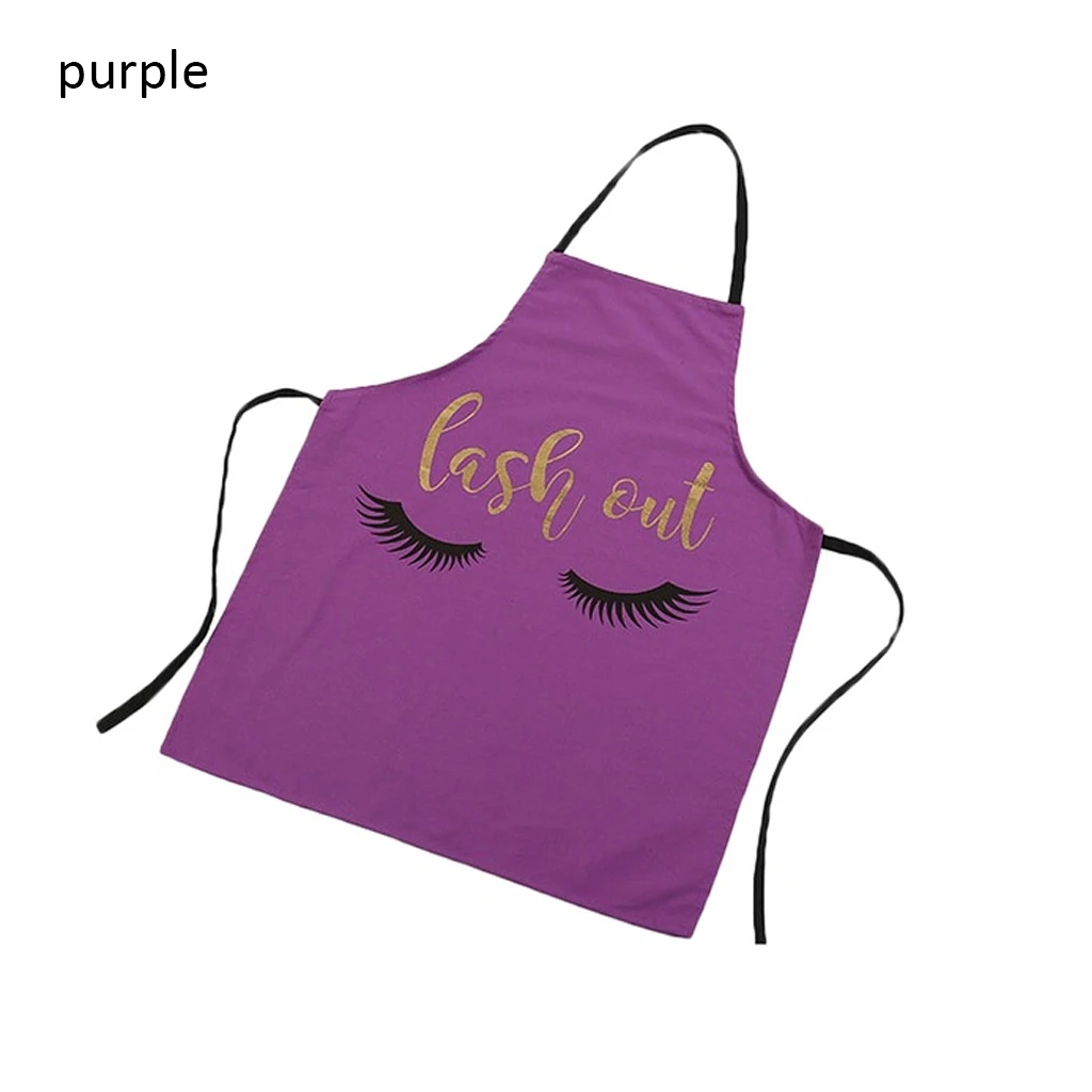 Purple 1 шт. Кухонный Фартук забавные бронзированные ресницы с принтом без рукавов хлопчатобумажные фартуки для мужчин и женщин домашние кухонные чистящие инструменты - Цвет: Purple