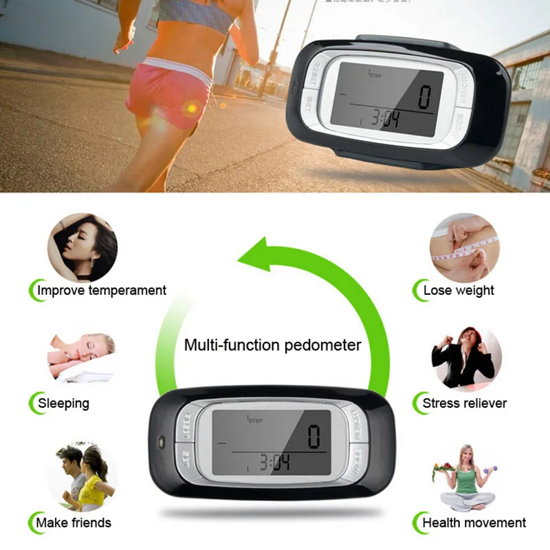 Шагомер 3D ЖК дисплей датчик работает многофункциональный цифровой с 7 дневными