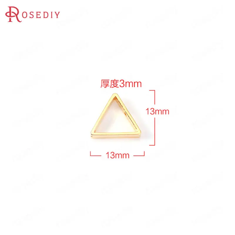 

(34670)10PCS 13MM 24K Gold Color Brass Triangle Shape Circle Connect Charms Pendants High Quality Jewelry Findings Accessories
