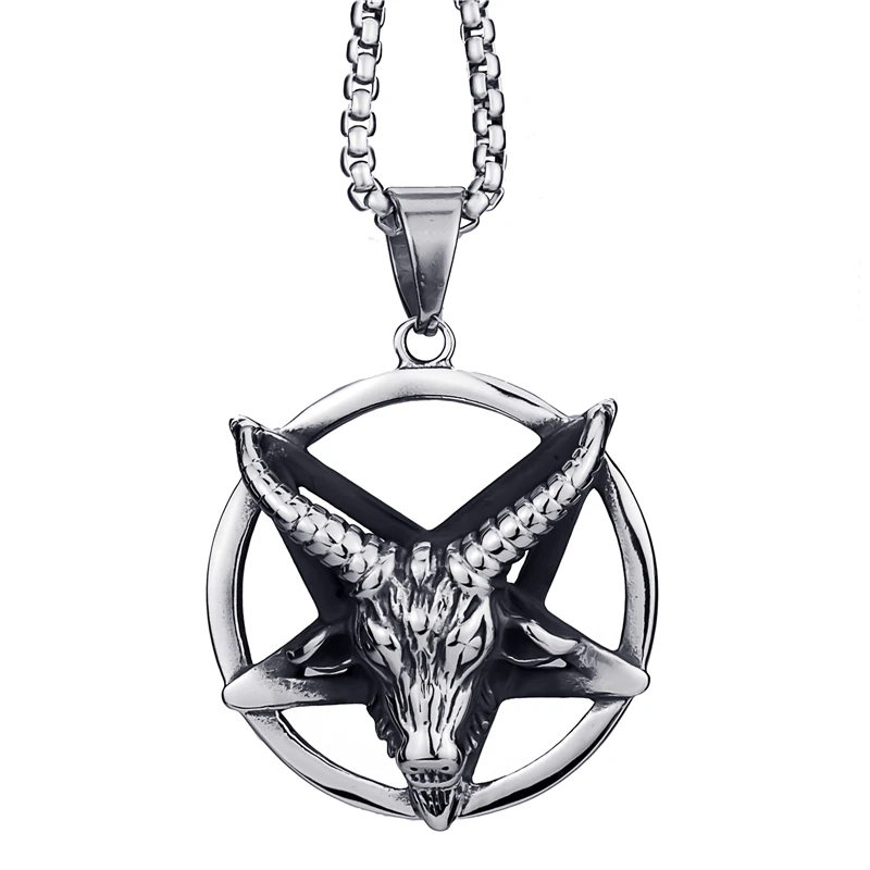 Мужская подвеска на цепочке Baphomet Goat Pentagram Devil Shar Amulet из нержавеющей стали, ювелирные изделия, длина 45-90 см.