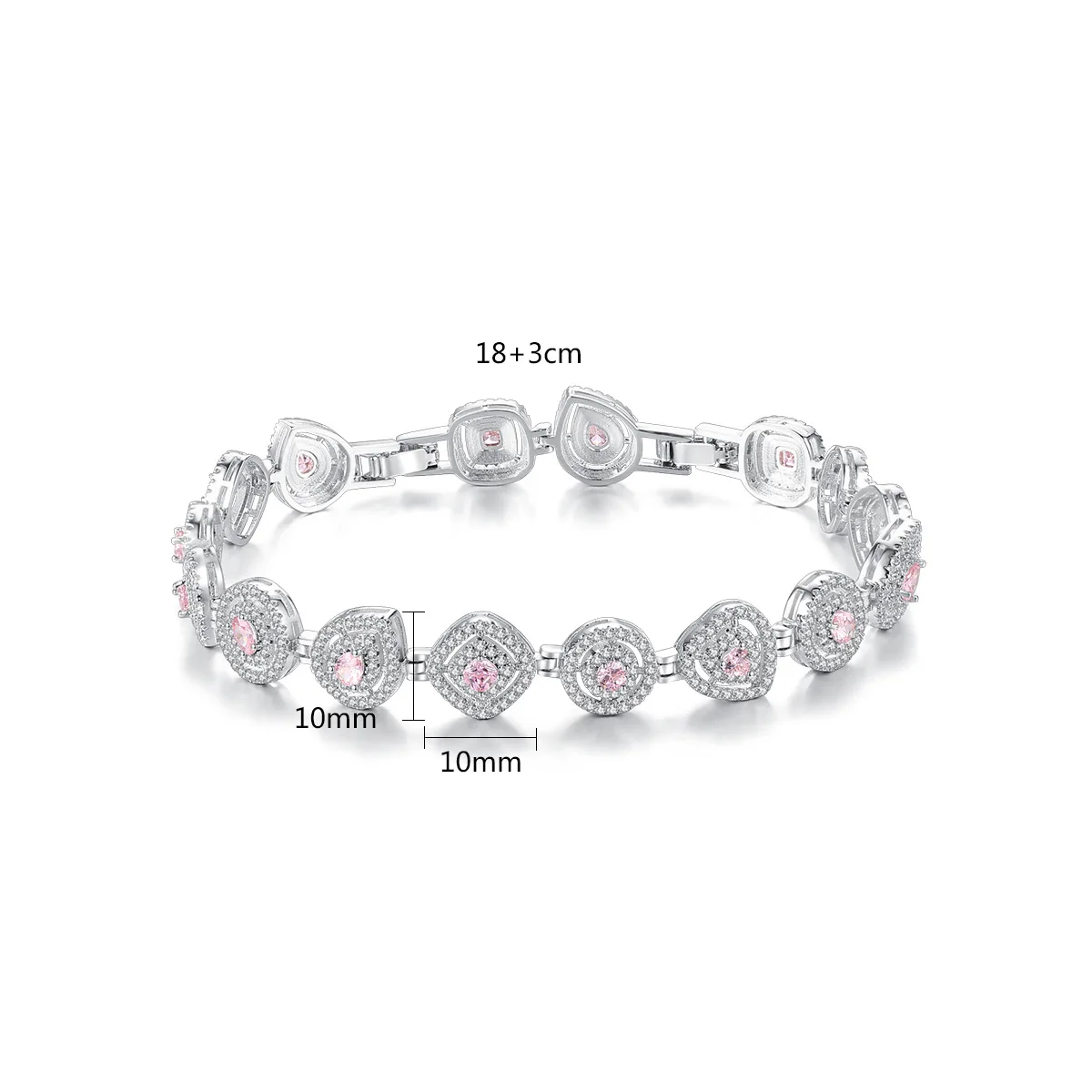 Регулируемый Розовый Белый AAA кубический цирконий водопадение шарм браслеты для