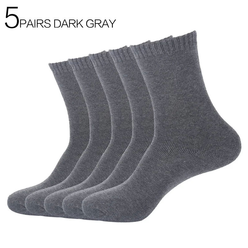 5Pair Dark Gray 5 пар/лот Eur39-44 мужские зимние толстые махровые бизнес хлопковые носки мужские высококачественные модные теплые носки s345 - Цвет: 5Pair Dark Gray