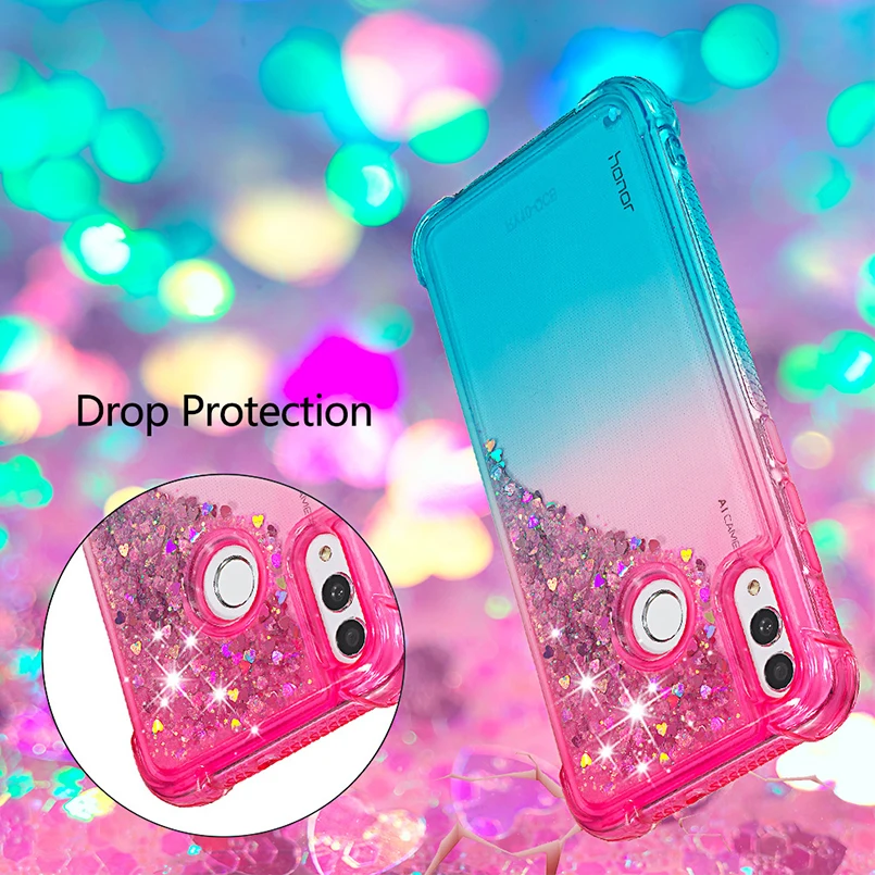 Liquid Glitter Phone Cases For Huawei P Smart 2019 Soft Dynamic Quicksand Back Cover |