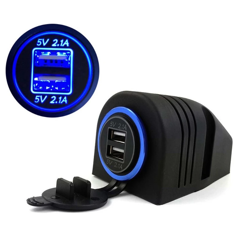 2.1A 12V 24V Dual USB Автомобильное зарядное устройство палатка база для автомобиля Грузовик Мотоцикл Лодка ATV