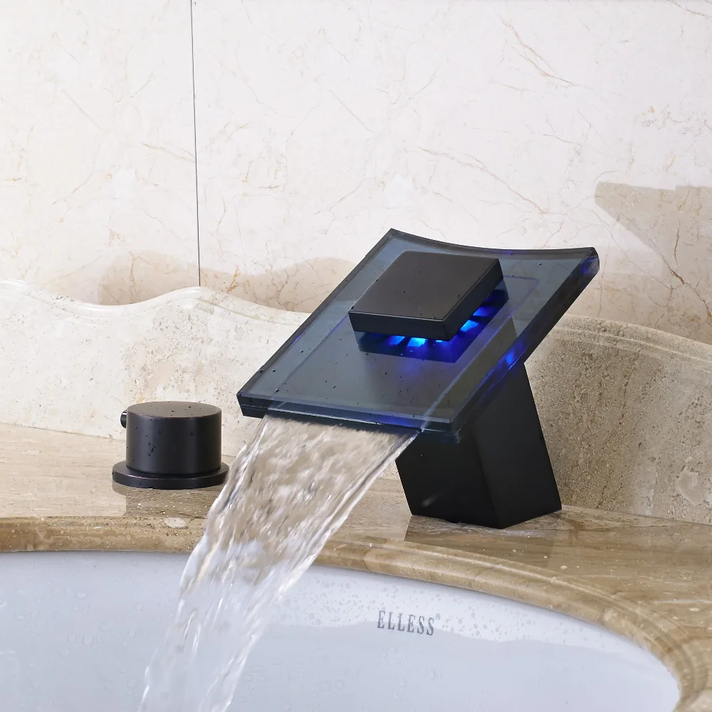 Uythner LED Color Changes Bathroom Faucet Mixer Tap Deck Mounted For 8&quot Sink | Обустройство дома