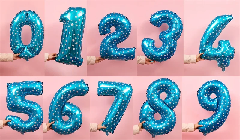 stars blue spots 18 день рождения с днем рождения воздушный шар первый день рождения мальчик Вечеринка девушка фольги шары-цифры воздушный шар Дети украшения юбилей - Цвет: stars blue spots