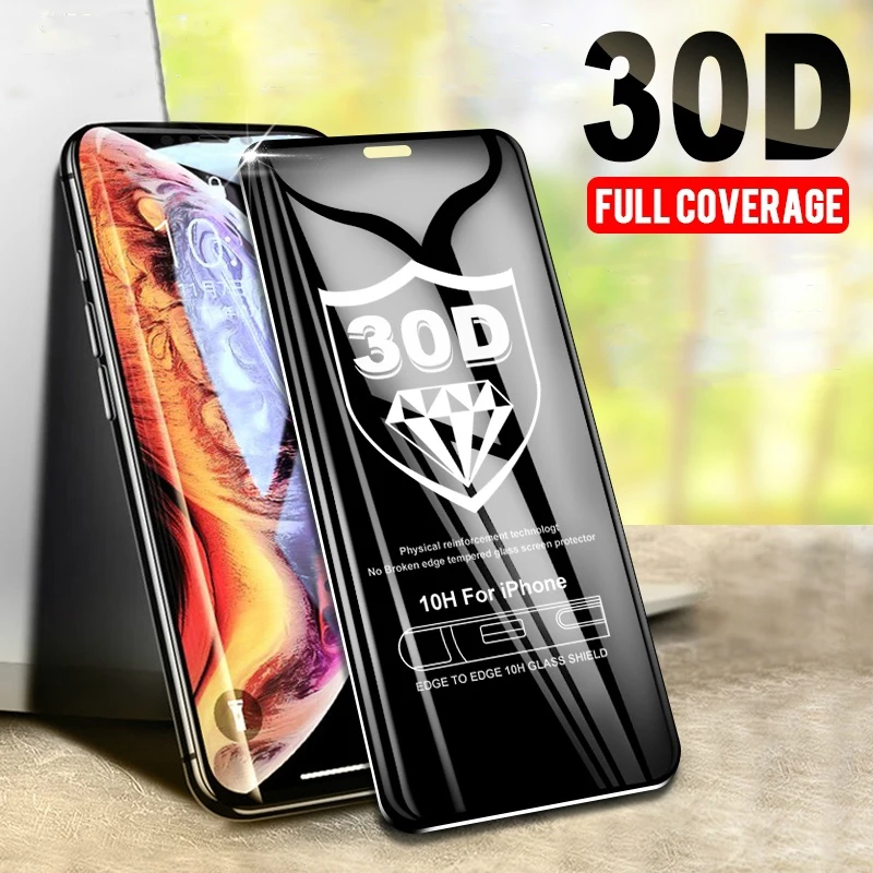 30D Защитная пленка для экрана для iPhone XR XS MAX 8 7 6 6s Plus 5 Закаленное стекло Защитная пленка для экрана Templado Glas Coque