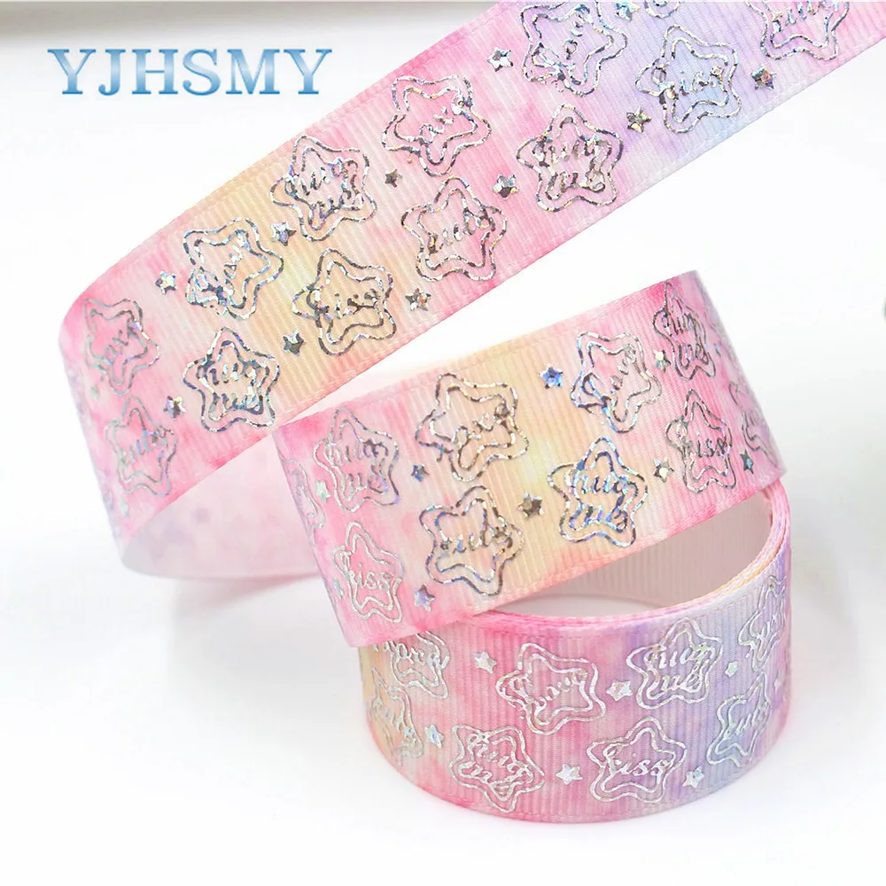 YJHSMY G-18609-385 25 мм 10 ярдов лазерная серебряная в форме сердца с принтом love корсажная