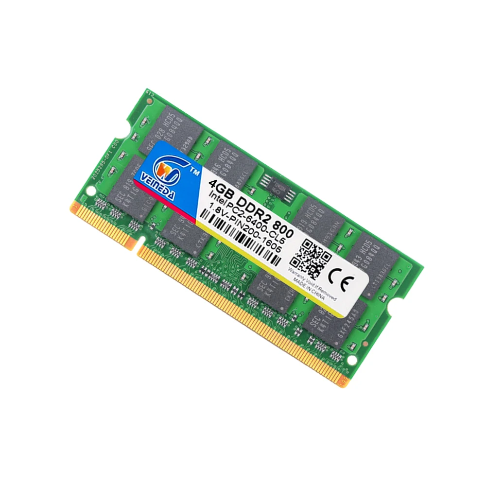 Ноутбук VEINEDA память ddr2 4 Гб 2 533 667 800 МГц 1 8 в 200PIN Sodimm ram ddr PC2-6400 ноутбук для Intel amd mobo |