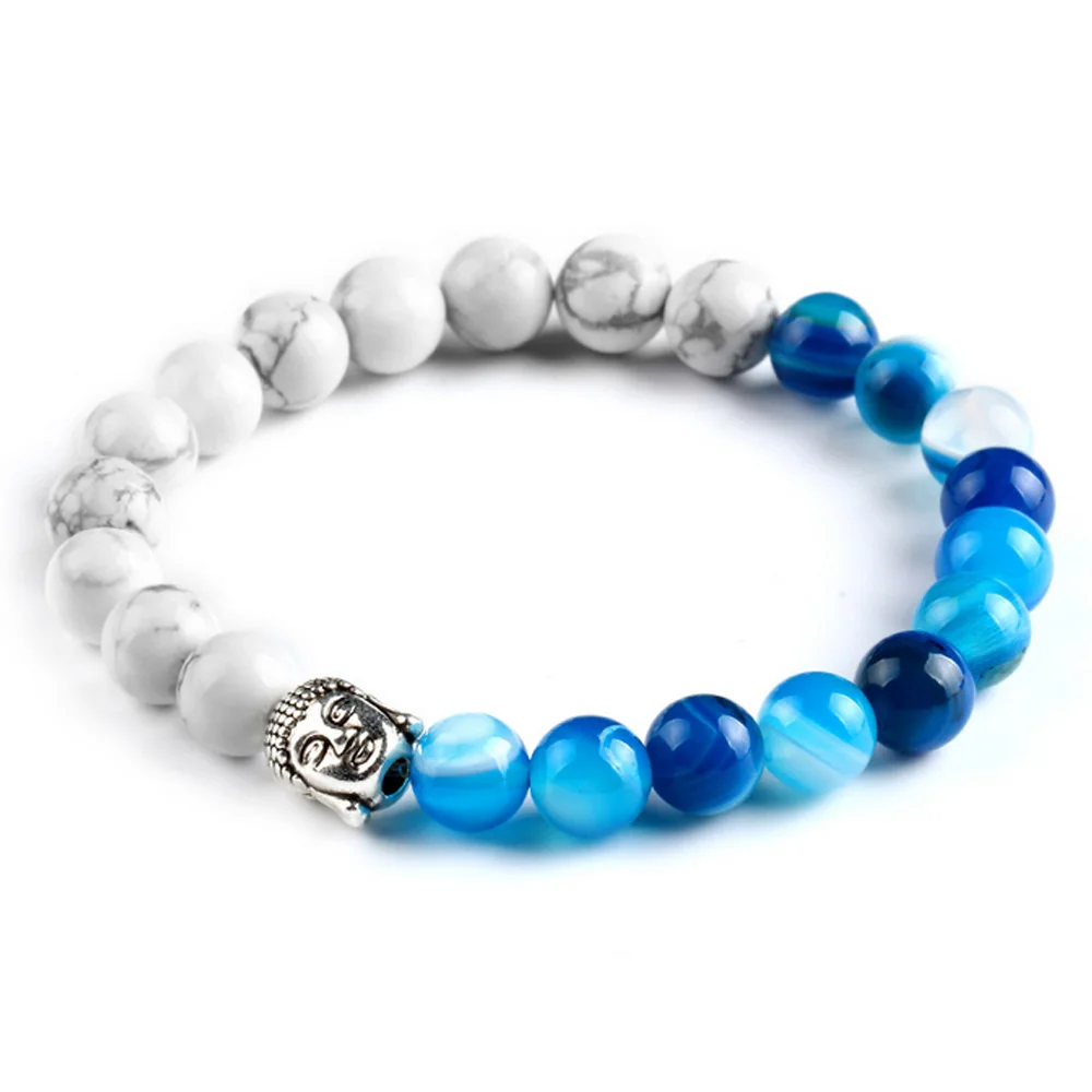 European Fashion Lava Agate Nature Stone Bracelet Charms Buddha Beads 2 Colors Women Wristband Friendship Male | Украшения и