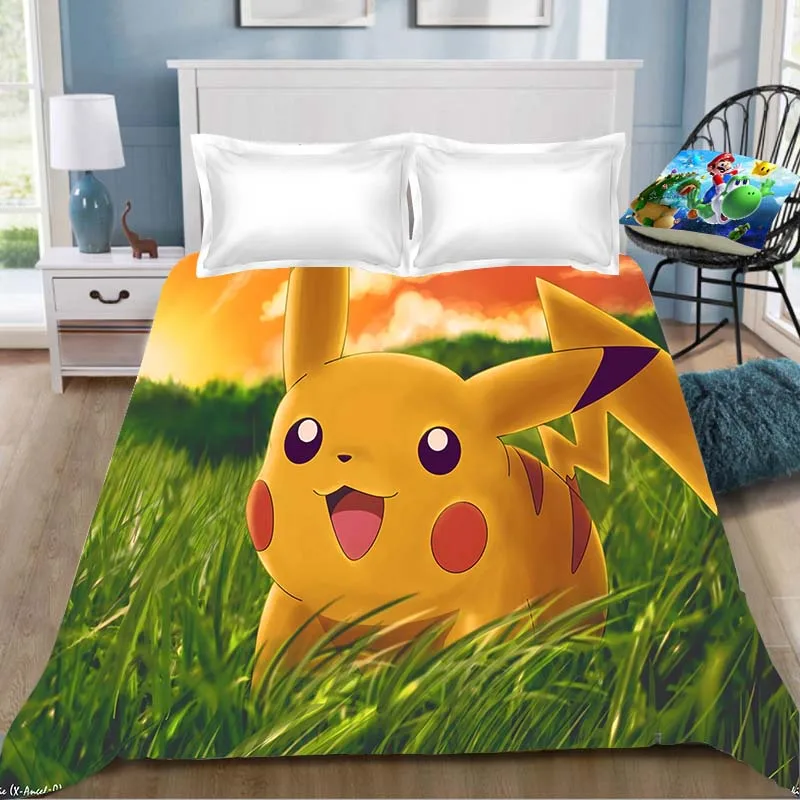 14 1 шт Покемон мультипликационным рисунком «Pokemon Go» с рисунком из аниме простыня с печатным рисунком из мультфильма аниме Покемон, одеяло, покрывало для детской комнаты Простыня(без наволочка - Цвет: 14