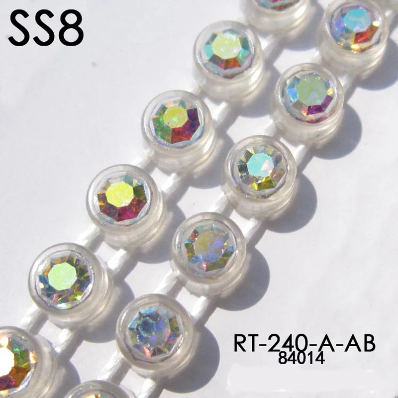 Индеец бисером отделка стразами AB Кристалл Rhinestone полосы 10 метров/карта SS8 - Цвет: 84014