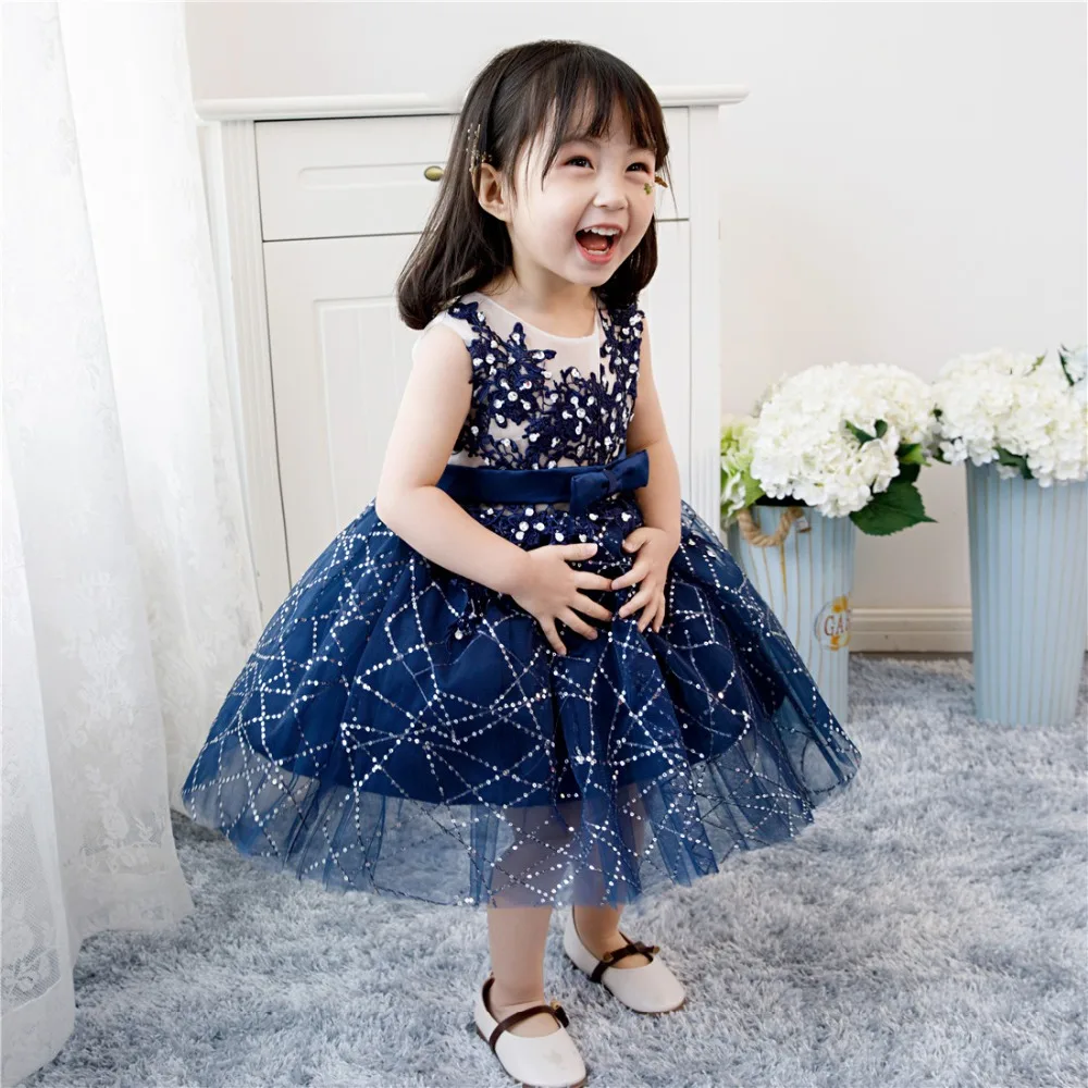 Платье для девочки на свадьбу и вечеринку Тюлевое платье с бусинами блестками