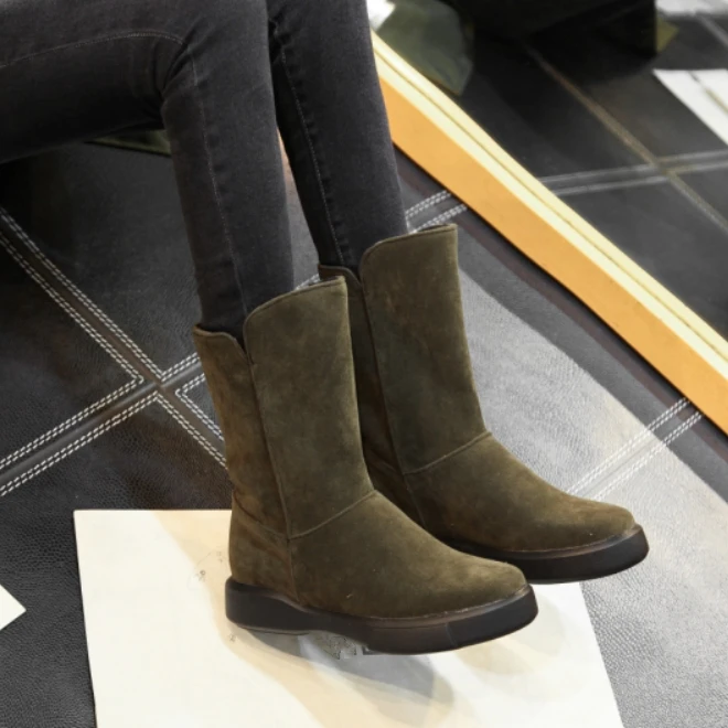 Women Snow Boots Woman Winter Shoes Mid Calf Warm Plush Lining Slip On High Quality Rubber Sole Size 34-43 New SB189