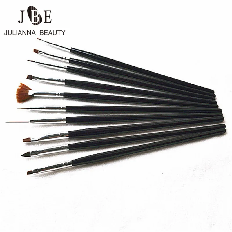 

10Pcs DIY Professional Nail Tools Art Liner Dotting Fan Acrylic Builder Flat Crystal Painting Drawing set Phototherapy Brush