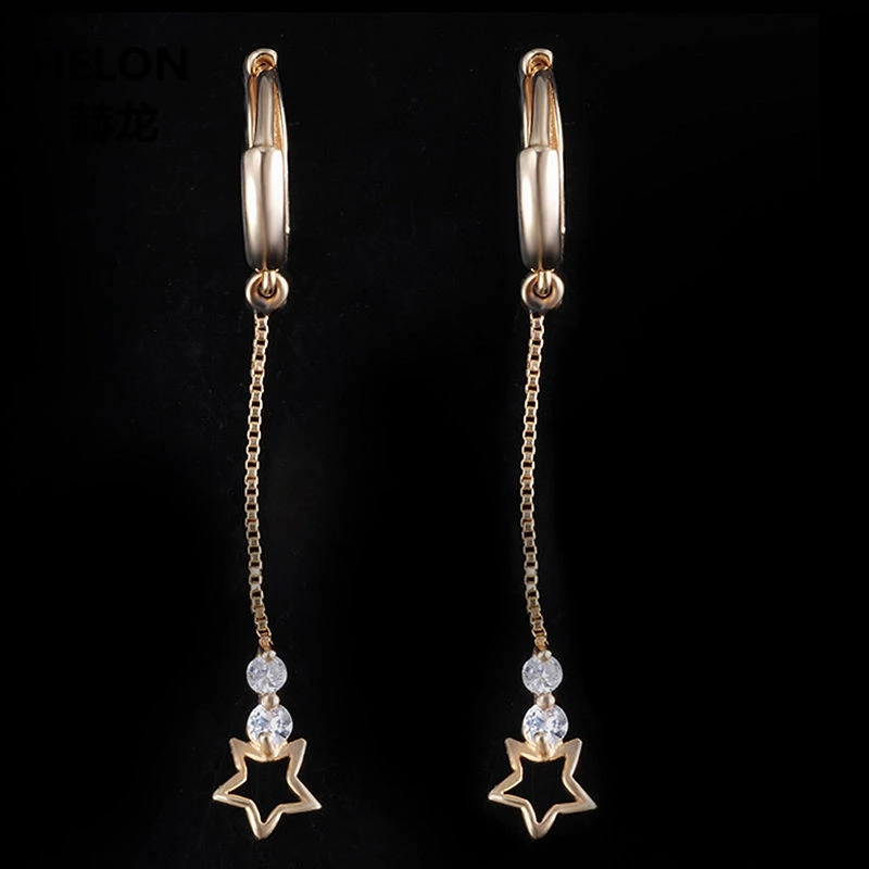 Solid 18k Yellow Gold SI/H Full Cut Natural Diamonds Hoop Earrings Engagement Wedding Anniversary Party Fine Jewelry | Украшения и