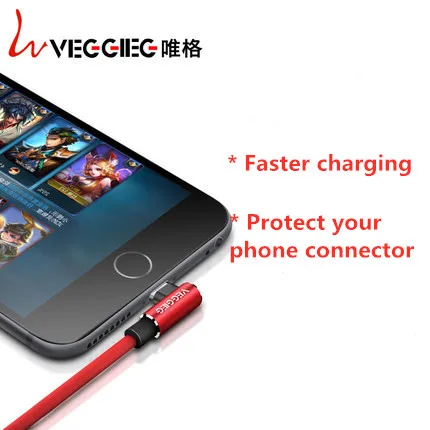 Veggieg нейлоновый USB до 90 градусов Micro-USB кабель для зарядки и синхронизации