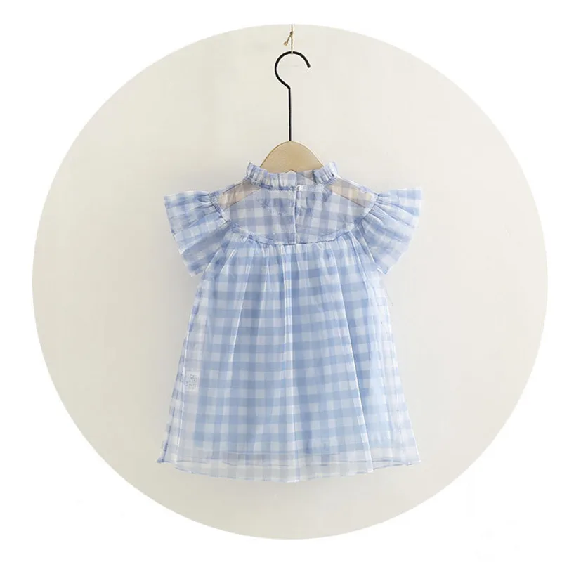 Girls Plaid Dress Summer Vest Dresses For Net Yarn Costume Puff Sleeve Sweet Kids Vestidos Cotton | Детская одежда и обувь
