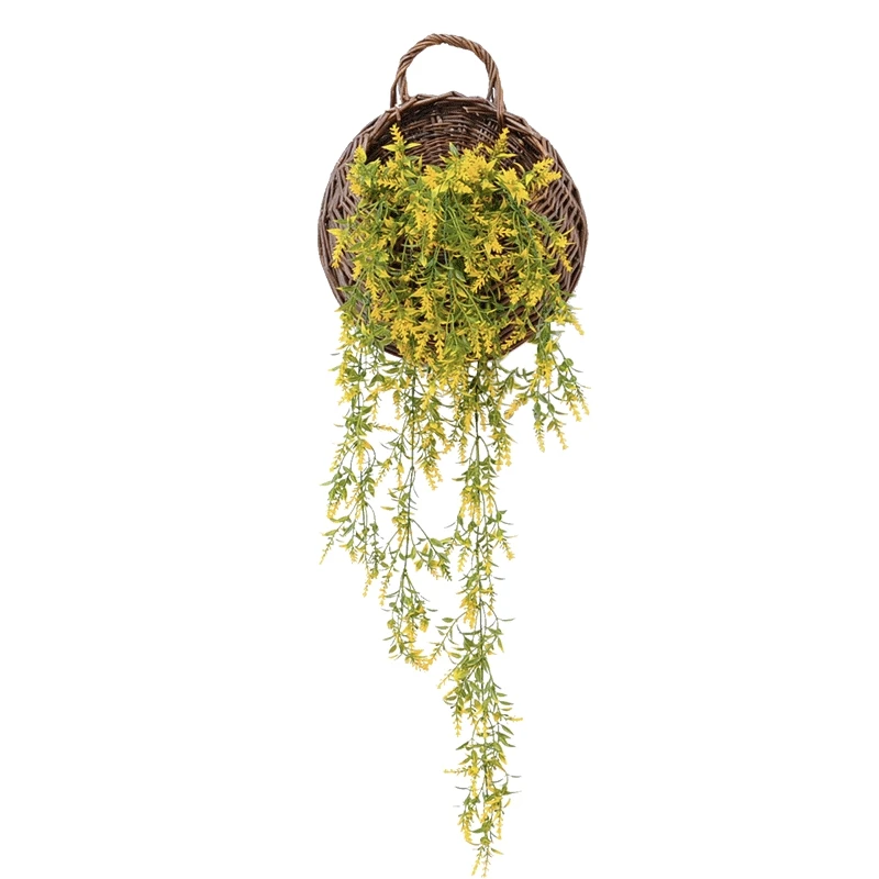 

Straw basket pastoral indoor wall hanging wall ornaments plant simulation soft decoration wall hanging on the wall