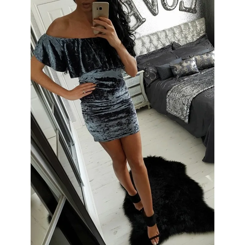 2017 Новый Горячий С Плеча Сексуальный Милый Трепал женская оболочка velevt dress партии