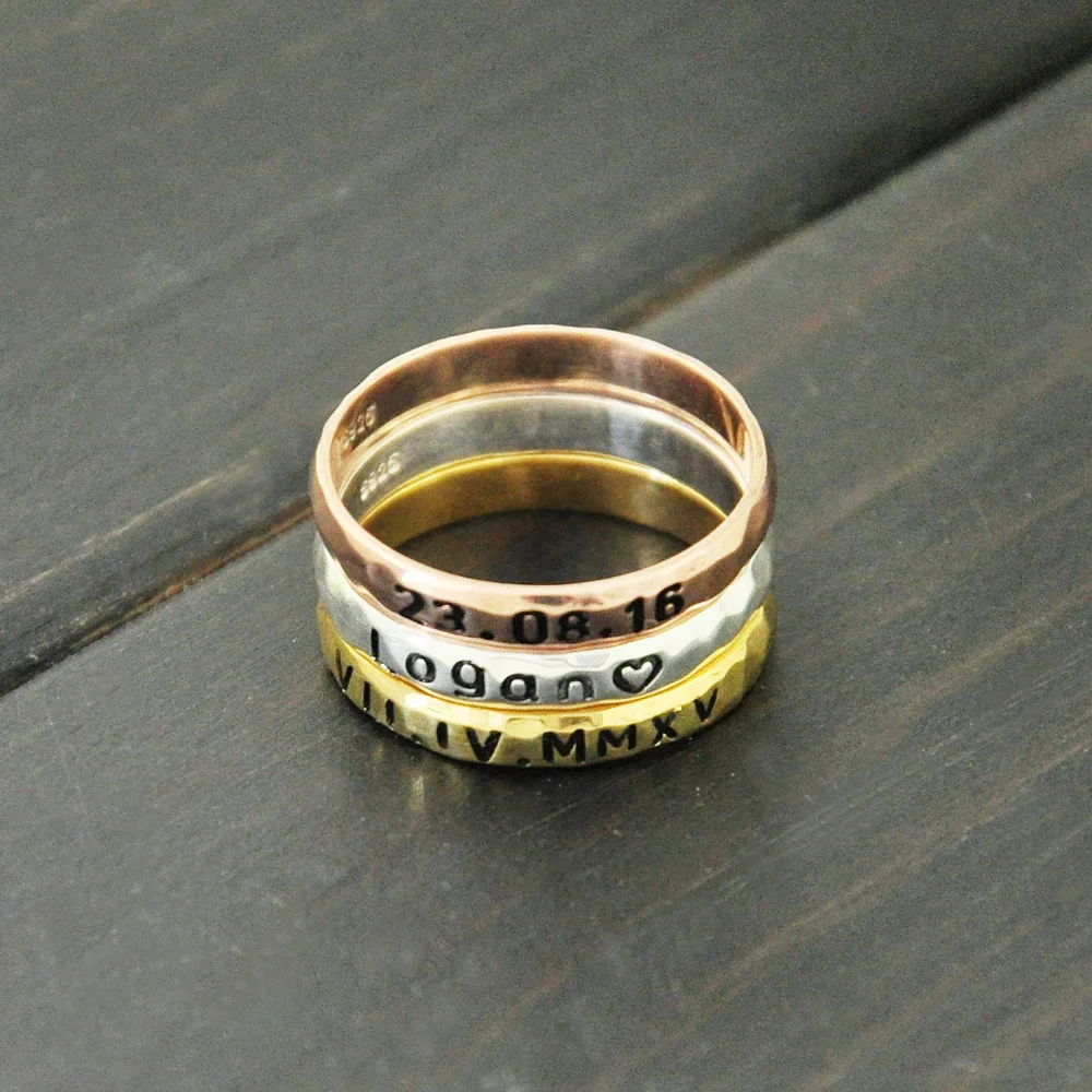 Персонализированные ручные штампованные кольца штабелируемые классическое