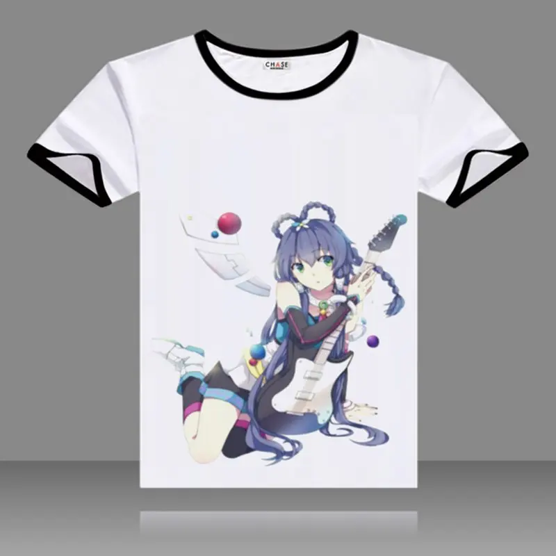 Футболки VOCALOID3 Luo Tianyi черные топы с круглым вырезом и короткими рукавами модные