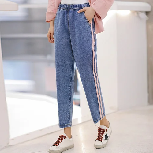 Новинка лета 2020 обтягивающие джинсы с полосками сбоку женские Стрейчевые