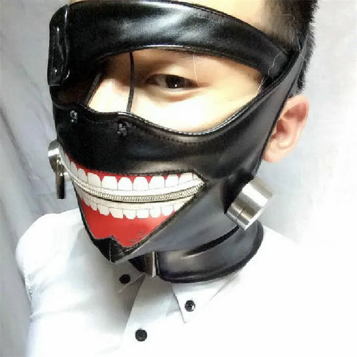 

Новинка; Одежда с надписью «Tokyo Ghoul для косплея канеки кэна, маски регулируемые маски на молнии из искусственной кожи прохладная маска с ново...