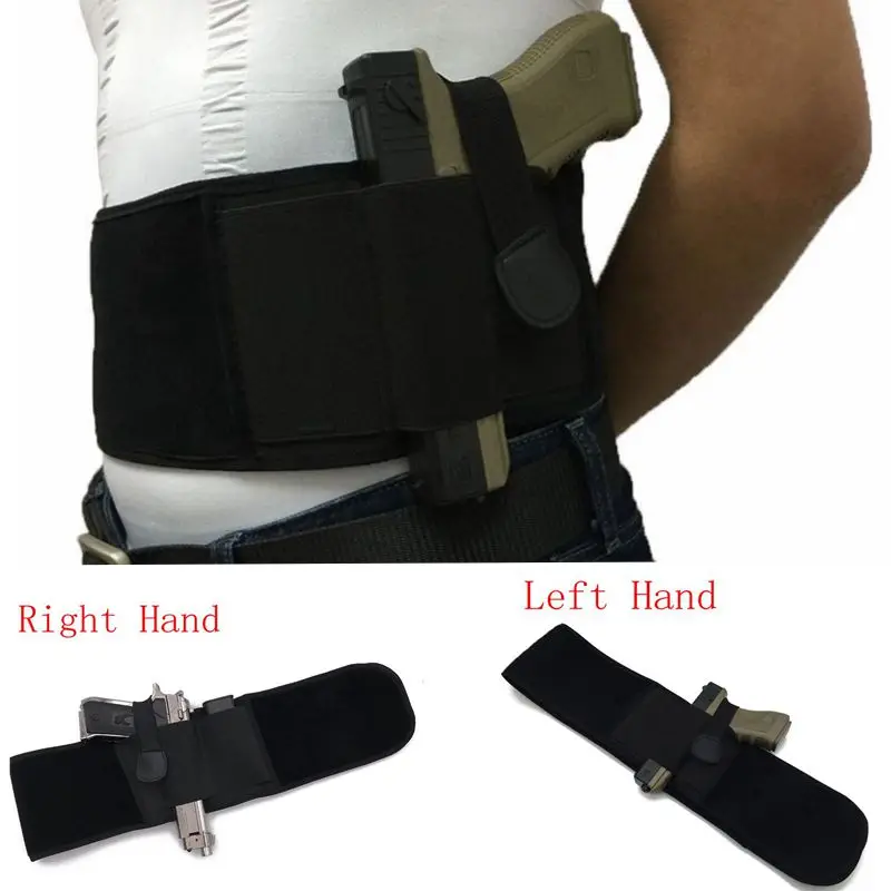 

Nylon Belly Band Pistol Gun Holster With Maganize Pouch Right/Left Hand Adjustable Waist Holster Fits for Beretta 92 Glock 17