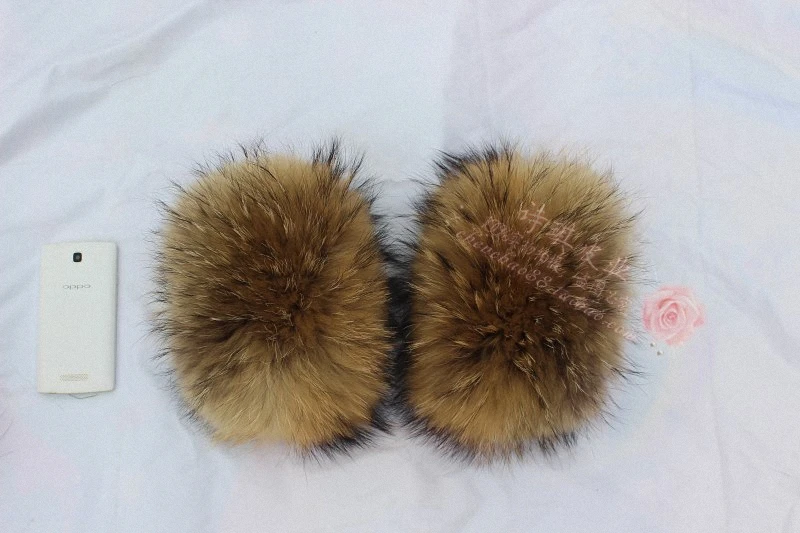 1 пара женские пушистые наручники из натурального меха енота с помпоном|arm warmers|fur