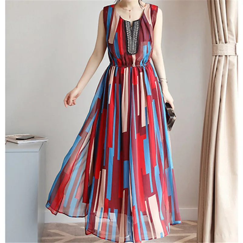 2018 Summer Sexy Women Maxi Boho Dress Floral Print Sleeveless Tank Holiday Long Beach Vestidos Party Dresses | Женская одежда