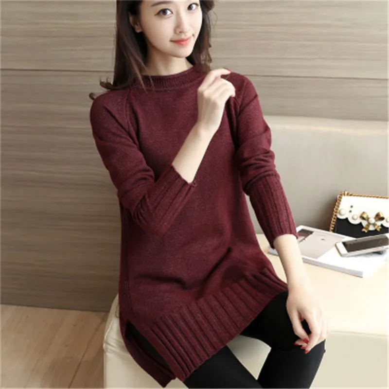 Весенний Новый женский модный свитер с круглым вырезом осенний и зимний длинный