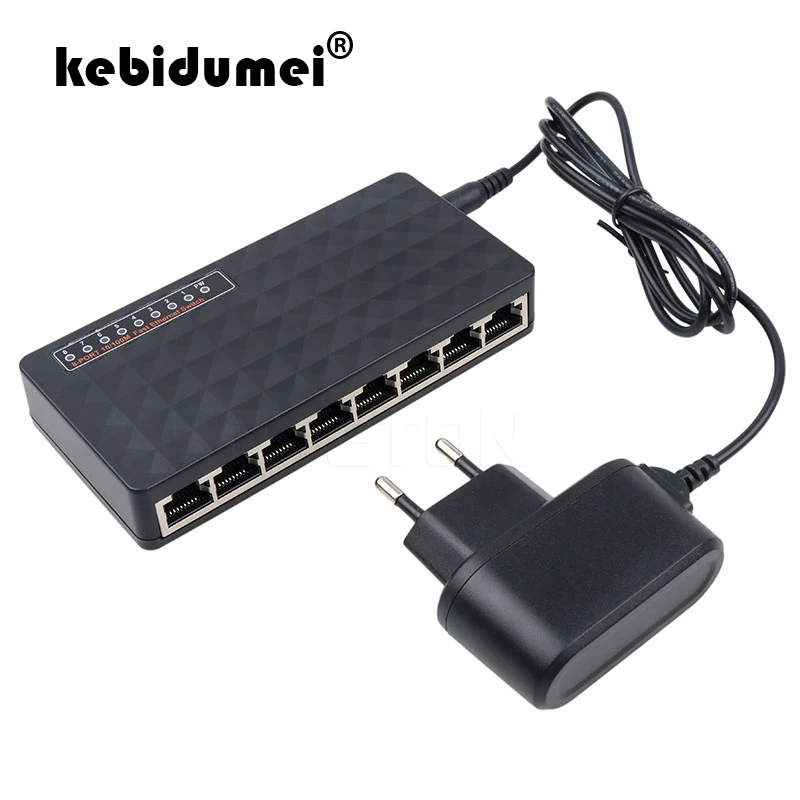Kebidumei 8 портов сети Swich 10/100 Мбит/с быстрое Ethernet LAN RJ45 Коммутатор Концентратор MDI