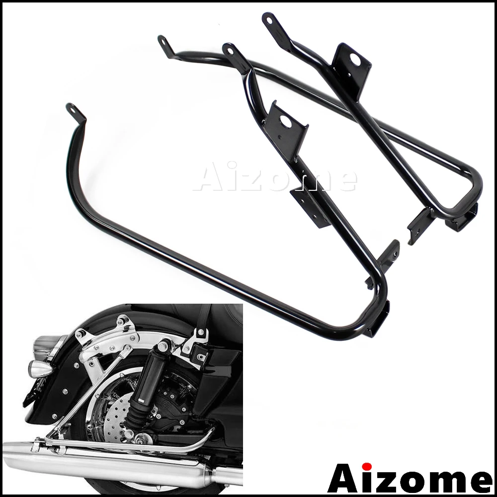 Черная мотоциклетная сумка для седла с кронштейном Harley Touring 2009 2013 Road King Street