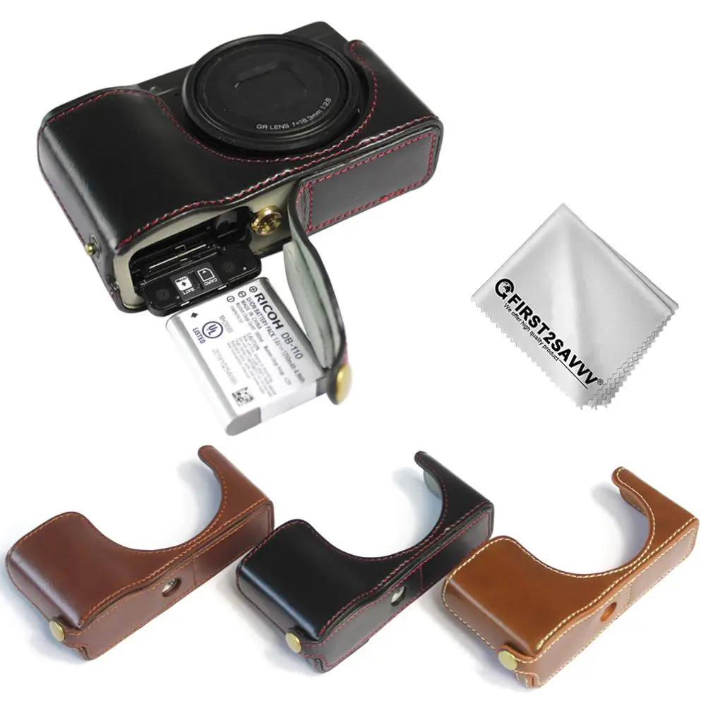 Half Body PU Leather Camera Case Bag For Ricoh GRIII GR3 Cover With Battery Opening | Bags &amp Cases