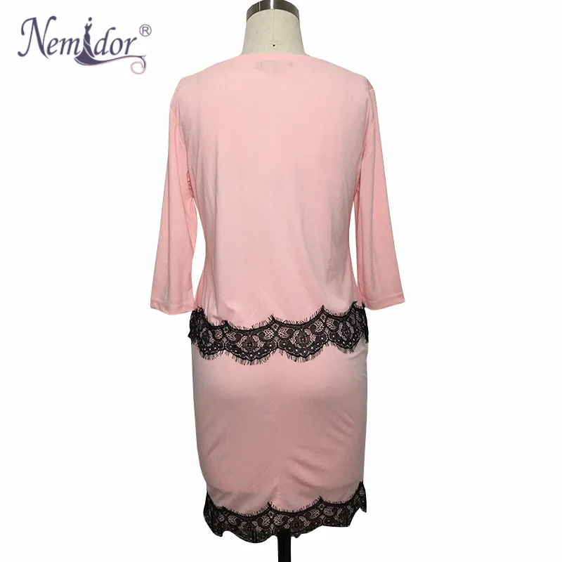 Nemidor,, женское платье, плюс размер, 6XL, 3/4 рукав, повседневное, облегающее, элегантное, кружевное, с круглым вырезом, из кусков, 2 предмета, платье
