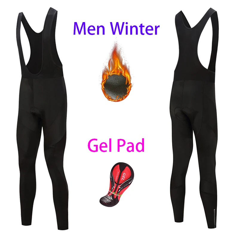 

Winter Thermal Fleece Black Cycling Tights Men Warm Team Gel Pad Bib Bicycle Trousers Sport Mtb Bike Long Pants Free Shipping